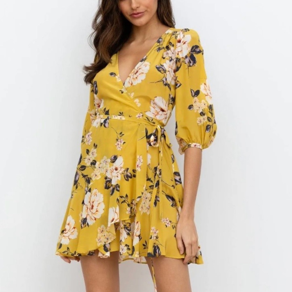 Yumi Kim Yellow Floral Love Wins Wrap Dress